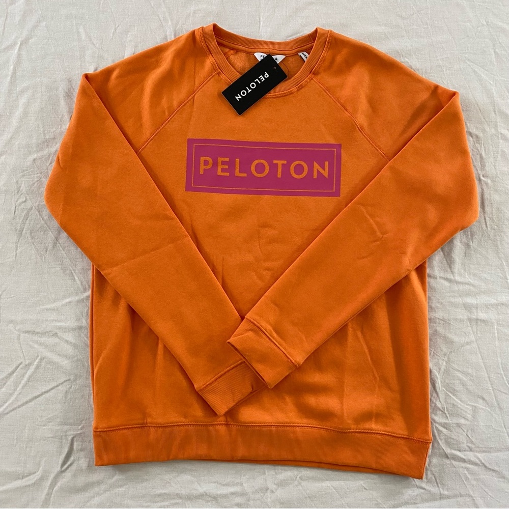 NWT Peloton Women Block Classic Crewneck Sweatshirt Orange Small